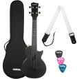 Cascha Carbon Fibre Ukulele Set Schwarz Konzert-Ukulele inkl. Gigbag & Zubehör