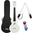 Cascha Carbon Fibre Ukulele Set Weiss Konzert-Ukulele inkl. Gigbag & Zubehör