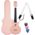 Cascha Carbon Fibre Ukulele Set Pink Konzert-Ukulele inkl. Gigbag & Zubehör