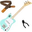Loog Mini Electric Guitars Green + Gurt + Wandhalter