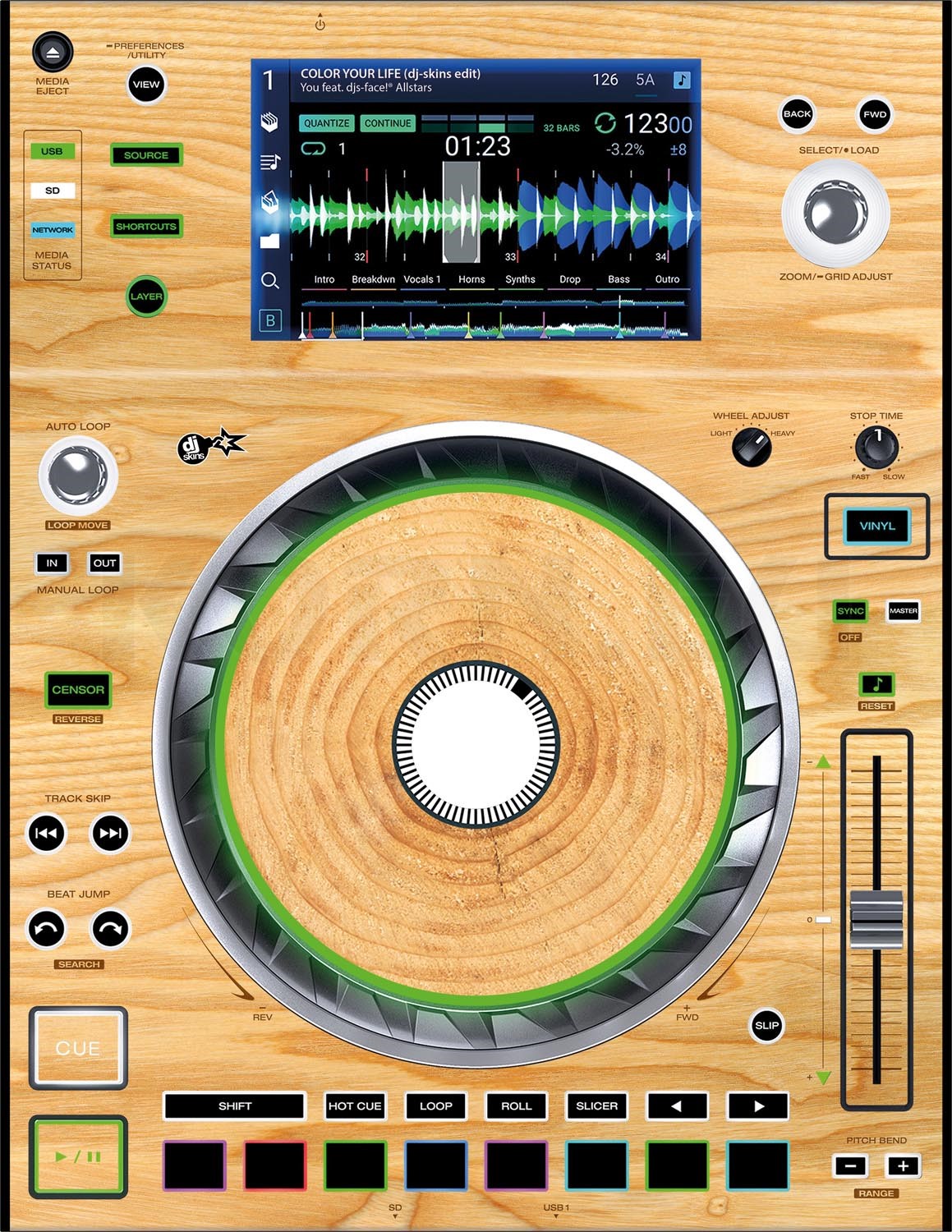 Dj Skins Denon DJ SC 5000 WOODY Skin