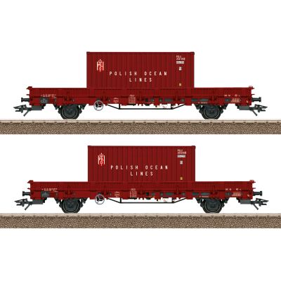 Trix 24555 H0 2er Set Niederbordwagen Mit