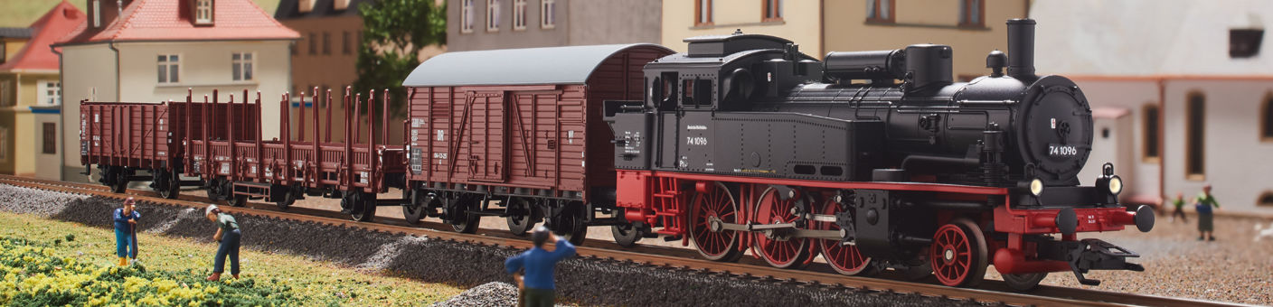 Güterzug im Modellbahnshop