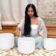 MEINL Sonic Energy Crystal Singing Bowl Set white-frosted Ton A4, F4, D4 Thumbnail 2