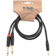 N-RoK Premium Kabel 3,5mm stereo / 2x Klinke 6,3mm mono 0,9m Thumbnail 1