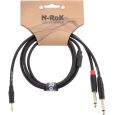 N-RoK Premium Kabel 3,5mm stereo / 2x Klinke 6,3mm mono 1,5m Thumbnail 1