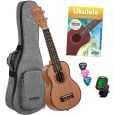 Cascha Premium Mahagoni Sopran-Ukulele Set inkl. Gigbag, Tuner, Lehrbuch