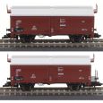 01032 Güterwagenset der DB mit 2 Schiebedach-/Schiebewandwagen Kmmgks, Ep. III Thumbnail 1