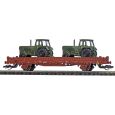 31510 Flachwagen mit Rungen Ks [3300] (mit 2 Traktoren), DR, Ep. IV Thumbnail 1