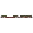 HR6716 H0 2er Set Rungenwagen Rgs + Rgmms, mit Militärcontainern, FS, Ep. IV-V Thumbnail 1