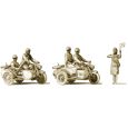 16614 H0 Kradfahrer, 2x Motorrad Zündapp KS750, UdSSR, 5 unbemalte Figuren Thumbnail 1