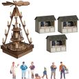 66412 Weihnachtsmarktbuden-Set + 15926 6 Fig. u. Zubehör + 14395 Pyramide Thumbnail 1