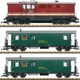 LGB 26450 G Diesellok 199 018, SOEG, Ep. VI + 2x 36380 Gepäckwagen Set