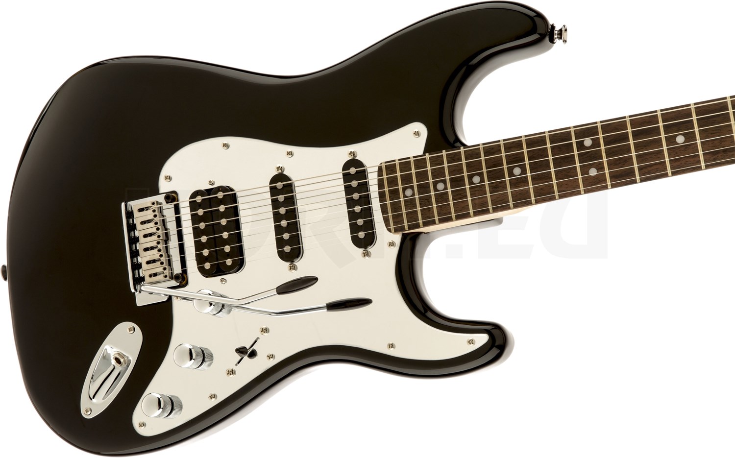 Fender Squier Black and Chrome Std Strat HSS... Musikhaus