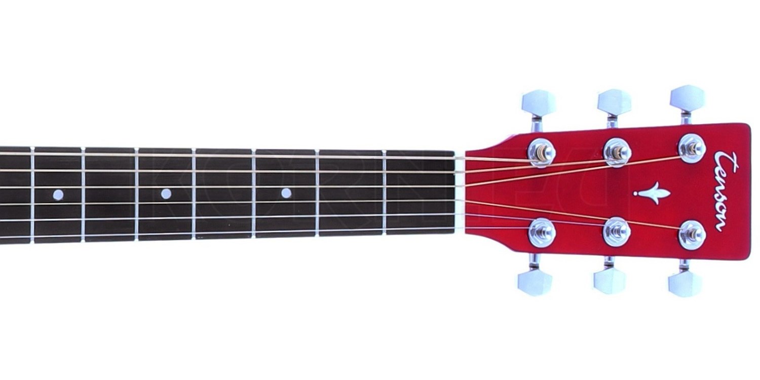 Guitare Acoustique Dreadnought TENSON D1 - Pour Débutants Et Plus - Table Épicéa, Corps Tilleul, Mécaniques Chromées - Avec Cordes Acier