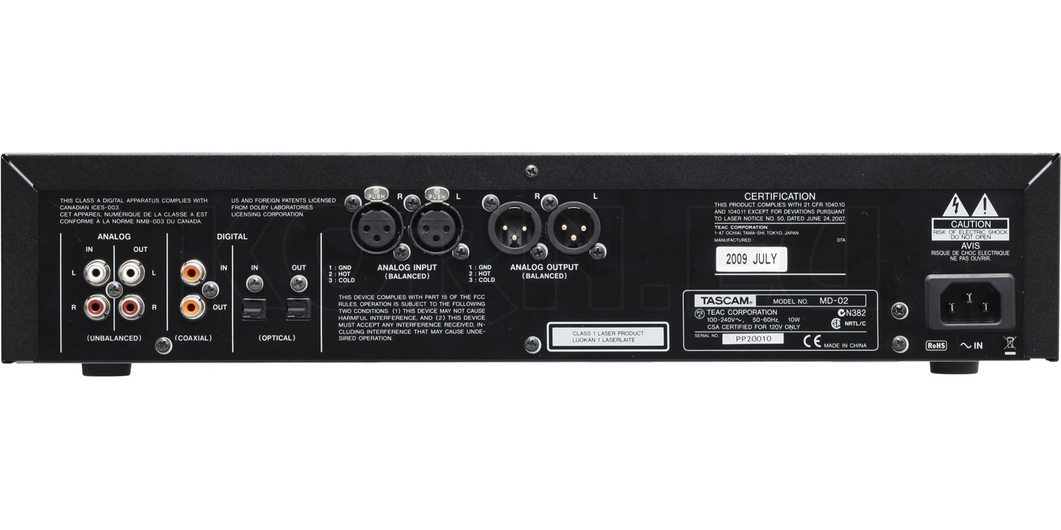 Tascam MD02B MD RecorderPlayer Editor music store