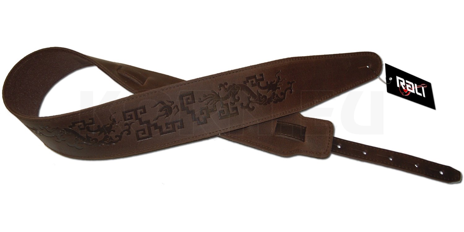 Custom Style Gitarrengurt Aus Leder – Braun Mit Totenkopf-Motiv, Für Gitarristen & Bassisten