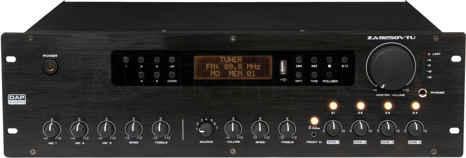 DAP Audio ZA9250VTU 100V 4Zone Volume Control Amplifier