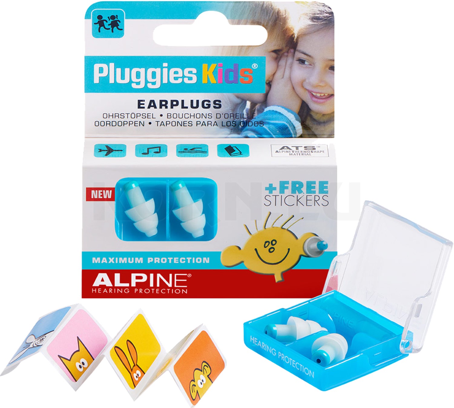 Box inkl Stickers Alpine Pluggies Kids Gehörschutz für Kinder 