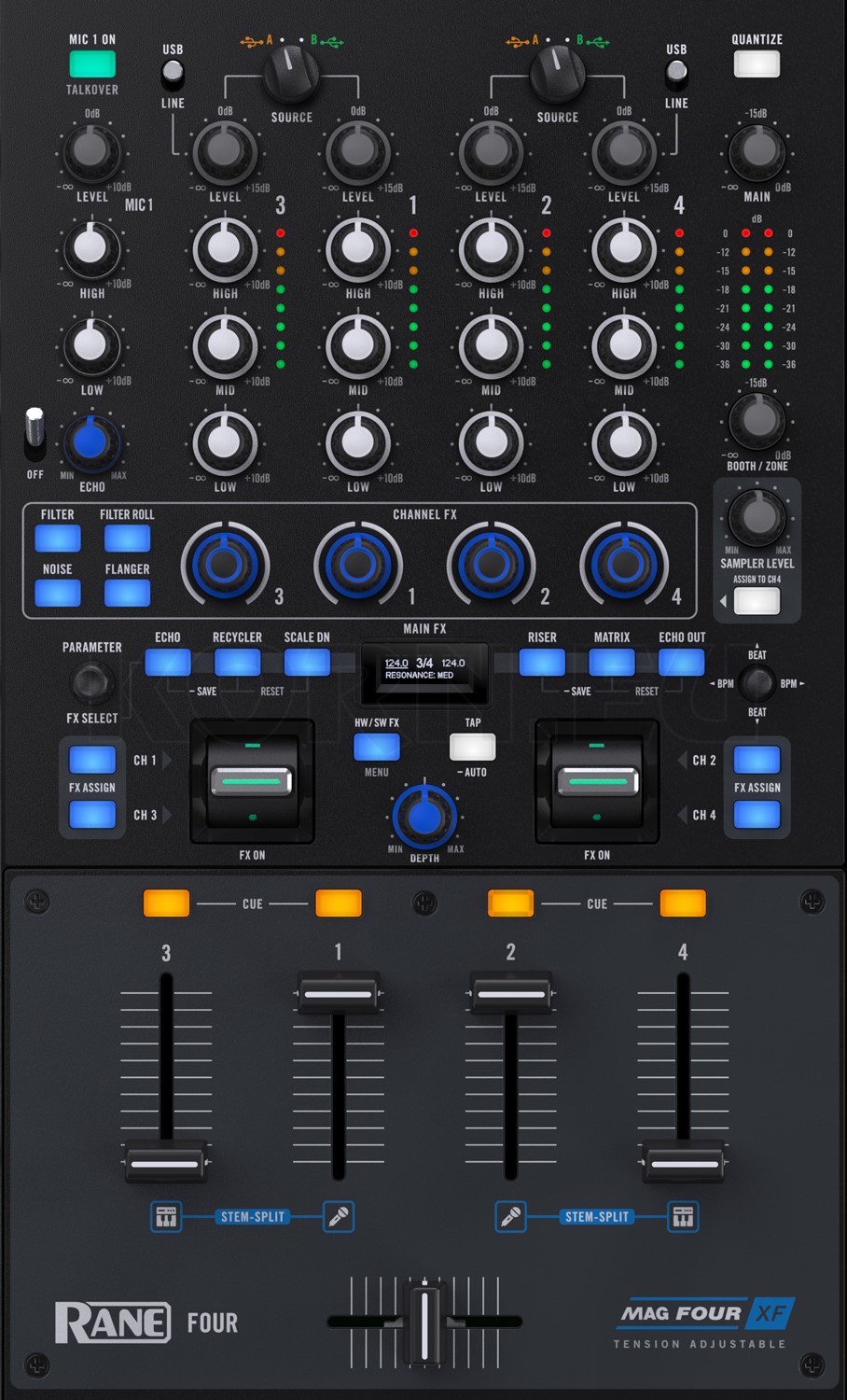 Rane DJ FOUR DJ Controller + Workstation Case