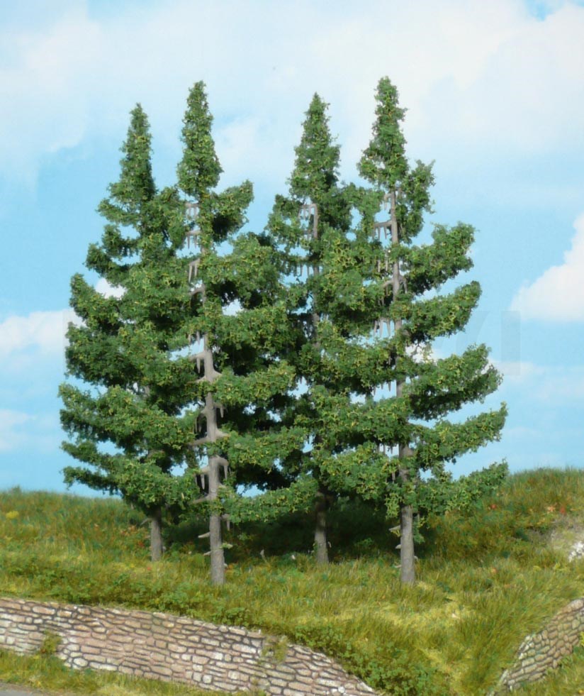 NOCH Modellbau-Tannen Dunkelgrün - 5 Stück, 14-20 Cm Hoch - Für Spurweiten H0, TT, 0