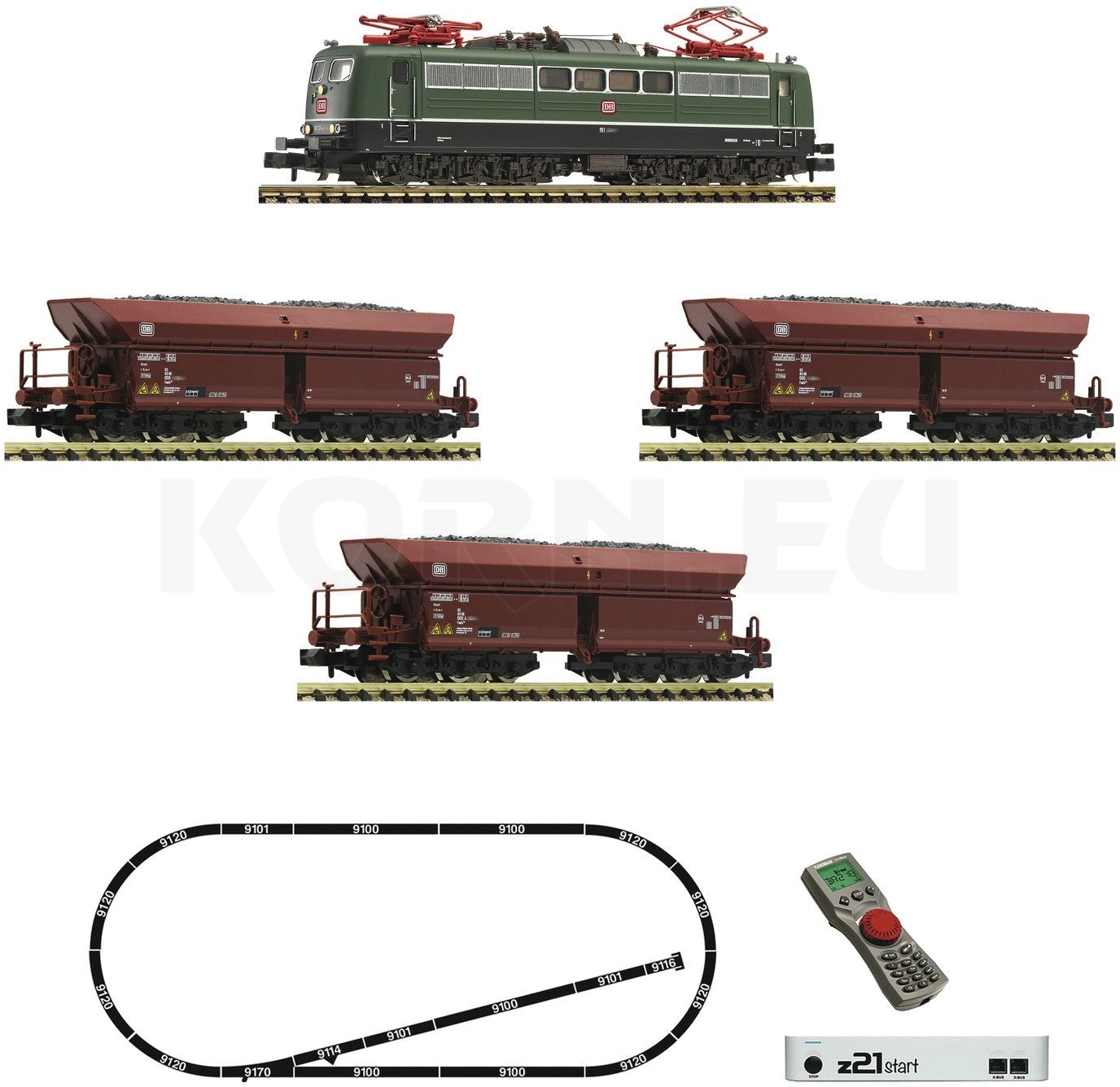 DB Elektrolokomotive BR 194 mit Güterzug Fleischmann N 931886 z21 Digitalset