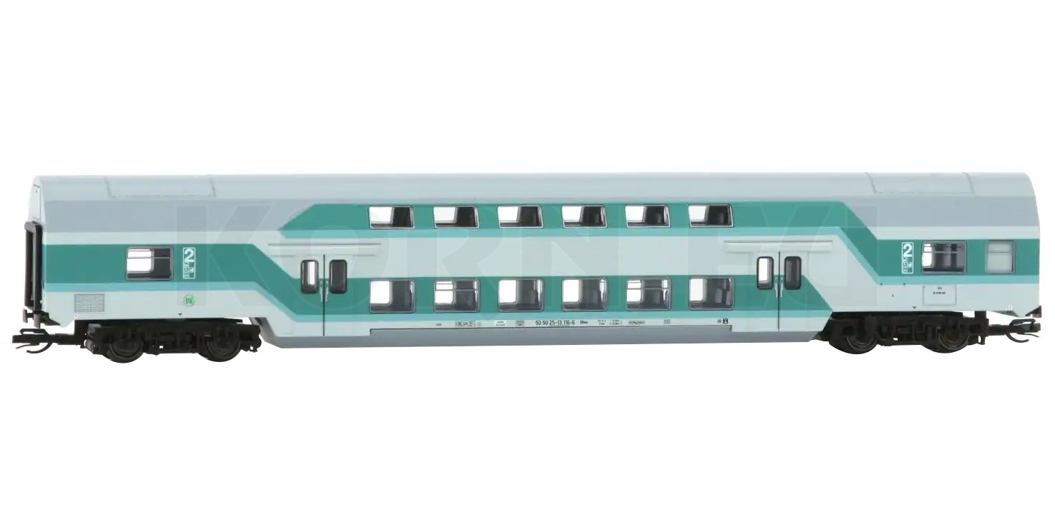 Rivarossi DR Doppelstockwagen Set - 4-teilig, Blau-hellgrau, Epoche IV, H0