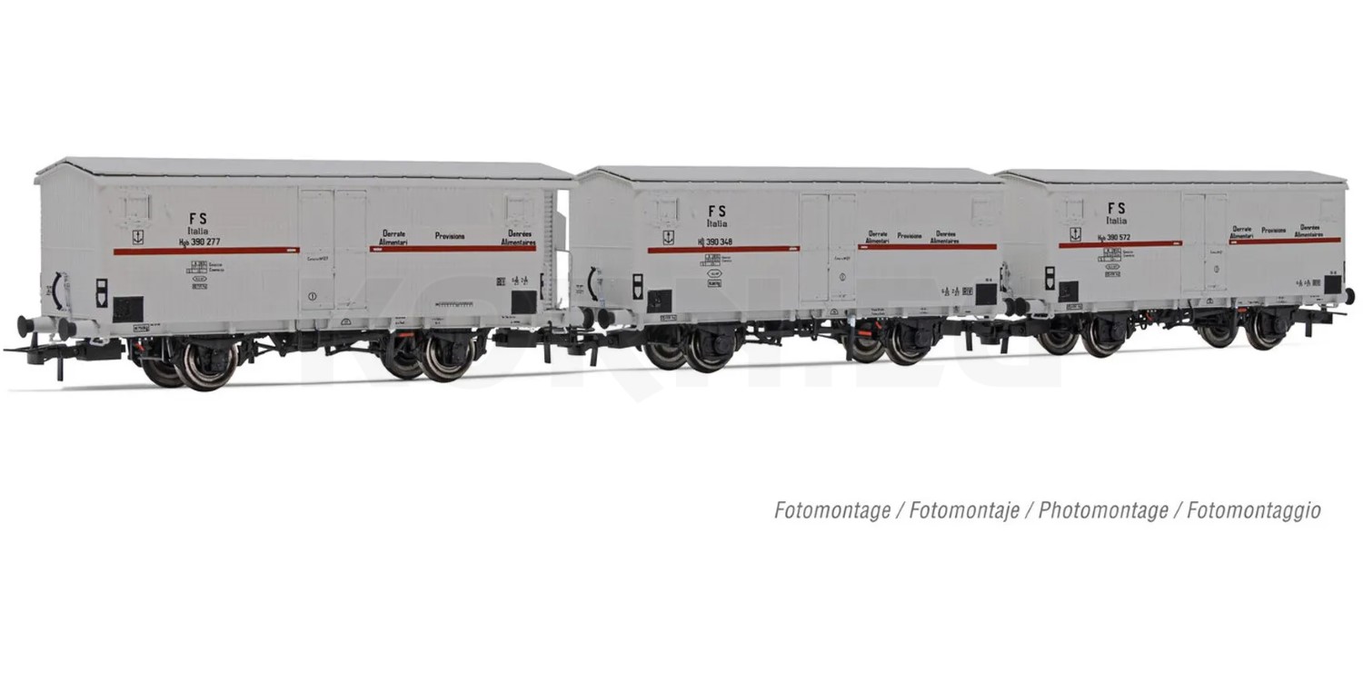 3 Wagons Frigorifiques Hgb 2 Essieux FS - Rivarossi HR6605, échelle HO 1/87, Ep III