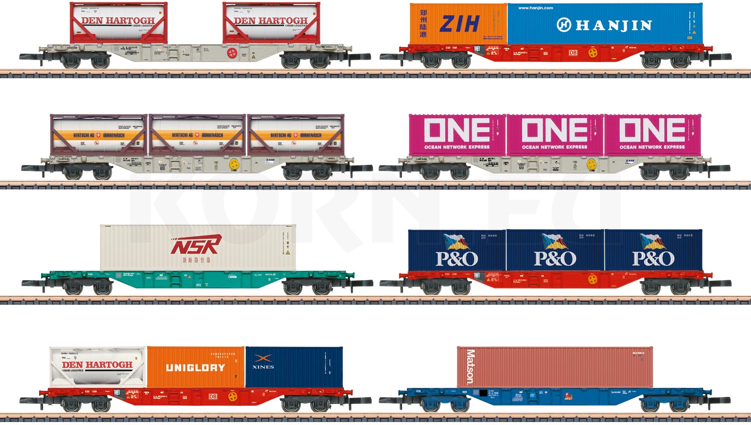 Märklin H0 Containertragwagen 2er-Set - AAE Sgns 19 Mit Lloyd & Italia Containern