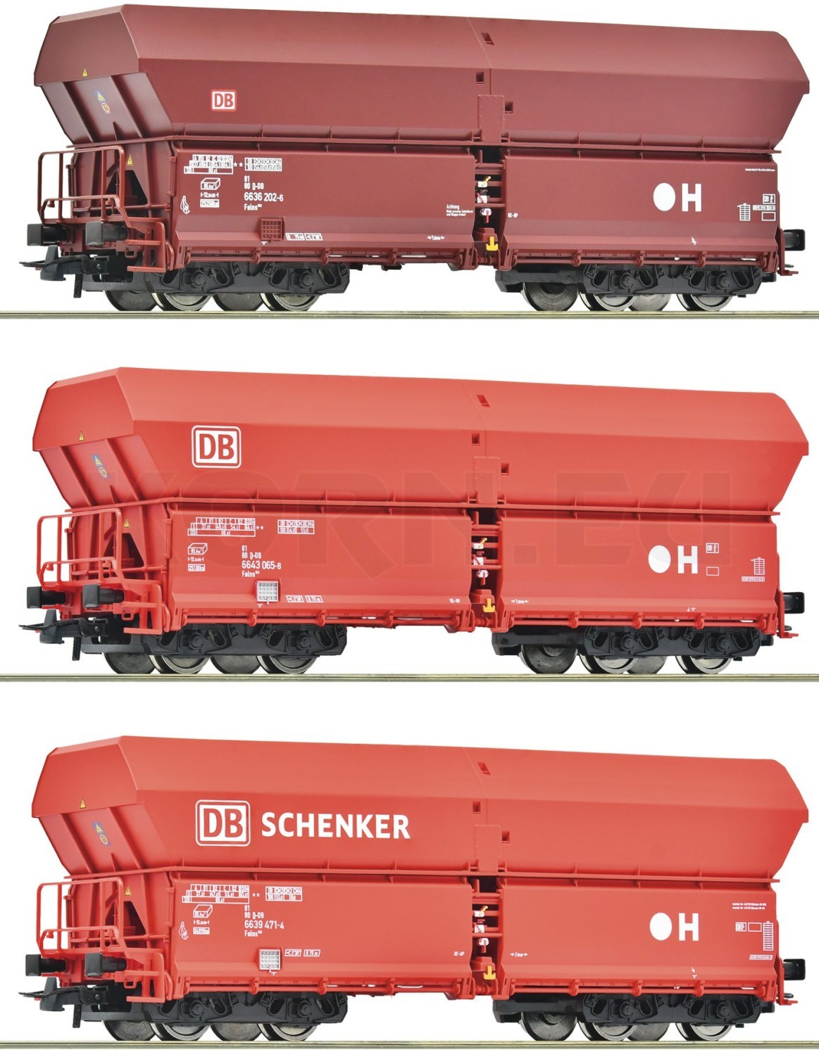 Roco 6600135 H0 3er Set Selbstentladewagen Falns, DB...