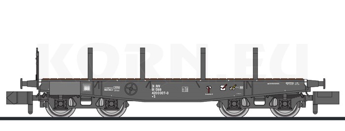 Wagon Plat Liliput Rs - Époque IV - OBB HO 1/87 - Noir - Très Bon état
