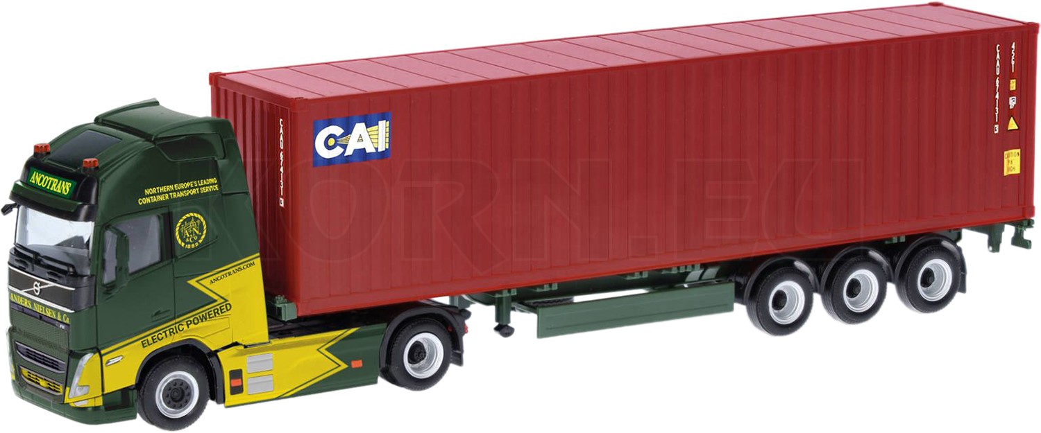 Camion Miniature Volvo FH GL XL Electric Avec Semi-remorque Conteneur 40ft - échelle 1:87, Collection Herpa, Fabriqué En Allemagne - 4