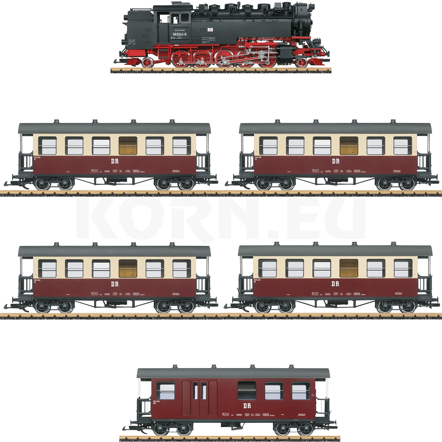 LGB 26818 Dampflok + 37712 Gepäckwagen + 37737...