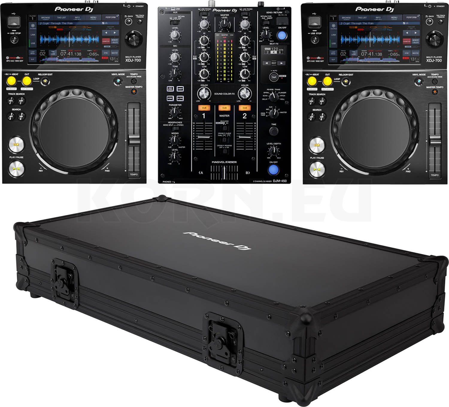 Pioneer DJ XDJ-700 2er + DJM-450 + FLT-450SYS Flightcase