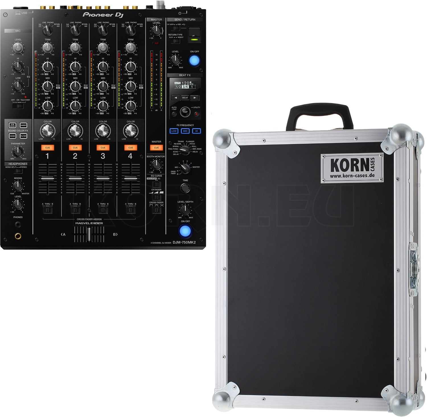 Pioneer DJ DJM750 MK2 + KORN Mixer Case Bundle