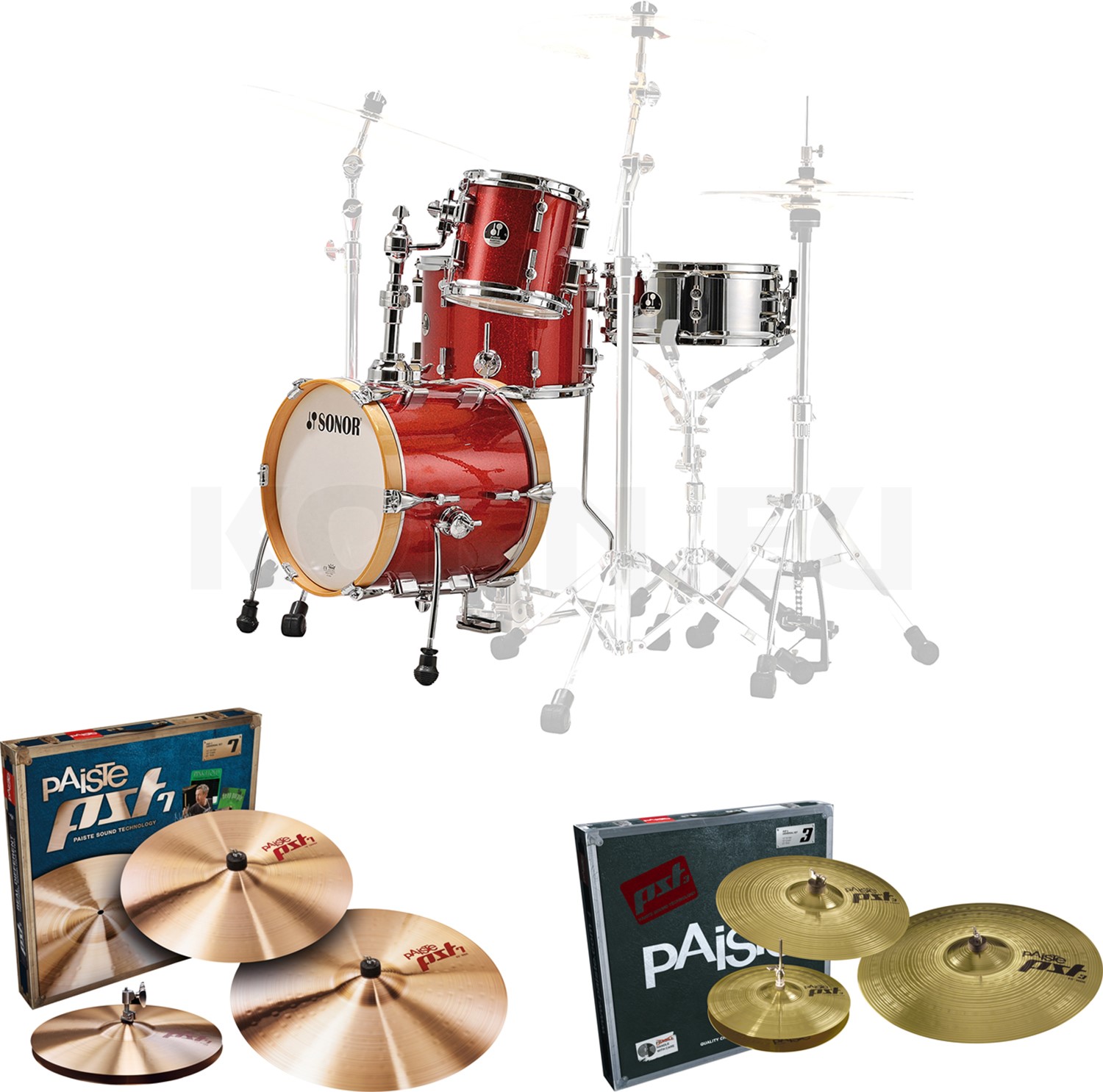 Sonor Martini Shell Set Red Galaxy Sparkle Drumset music store