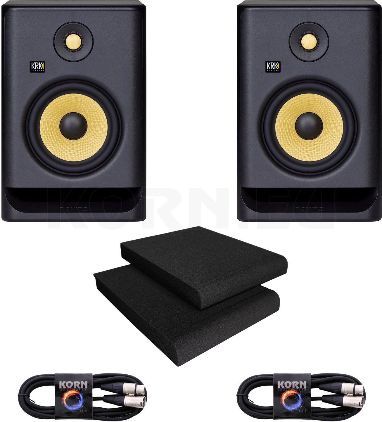 KRK KRK Rokit RP7 G4 Active DJ Studio Monitor Speakers with Isolation Pads & Cable 