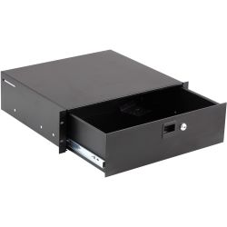 19 Zoll Rackschublade mit Schloss 3 HE Stahl 39 cm tief