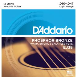 Daddario EJ38 - Akustikgitarre Saiten 12-Saiter Phosphor-Bronze