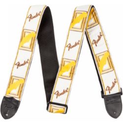Fender Gurt Monogramm White/Brown/Yellow