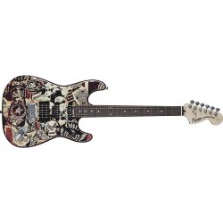 Fender Squier Obey Graphic Strat HSS RW Collage