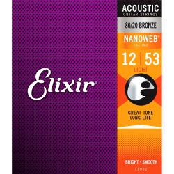 Elixir 11052 Acoustic Nanoweb Bronze Light 012 - 053