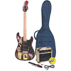 SPONGEBOB E-Gitarre mit Verstärker und Zubehör schwarz