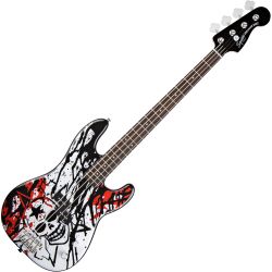 Fender Squier Bass Tote Hosen Splatter Skull B-Ware