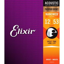 Elixir 16052 Acoustic Nanoweb Phosphor Bronze Light 012 - 053