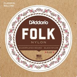 Daddario EJ32 Folk Nylon Saitensatz Silver Wound mit Ball End