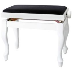 Gewa Klavierbank Deluxe Classic Weiß matt mit schwarzem Bezug
