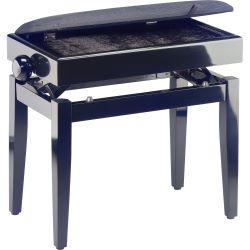 STAGG Klavierbank m. Notenfach PB55 BKP VBK Schwarz-Poliert/Samt-Schwarz