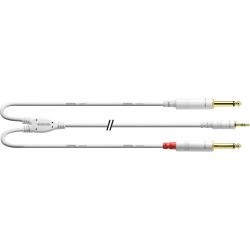 Cordial Klinke 3,5mm stereo / 2 x Klinke 6,3mm mono Weiß 3,0m