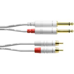 Cordial 2x Klinke 6,3mm mono / 2x Cinch Weiß 3,0m